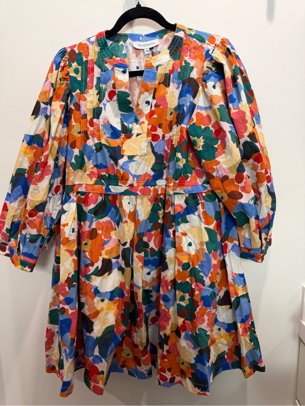 NWT Prosperina Micah Orange Multi Floral Print Cotton Mini Dress small